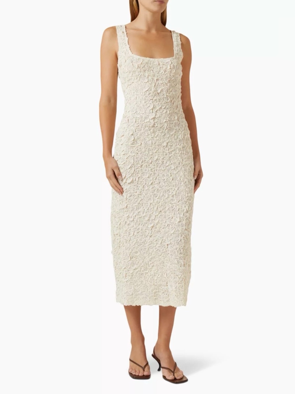 Mara Hoffman NWOT Women’s Sloan Sleeveless Midi Popcorn Column Dress In Cream XS - Picture 4 of 14